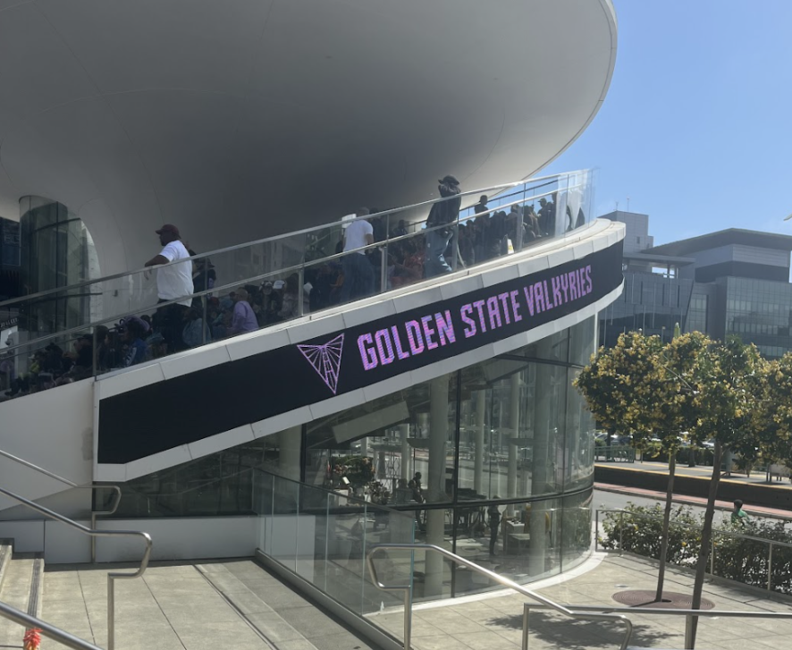Thrive City decorated with the Valkyries logo during their inaugural block party.